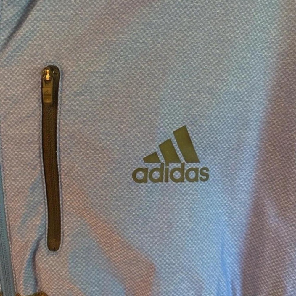 Adidas Mens XL Full Zip Hooded Windbreaker Jacket Blue Grey Colorblock - Picture 3 of 5